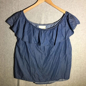 Womens Altar’d State Blouse Off The Shoulder Ruffles Coastal Boho Beachy Summer